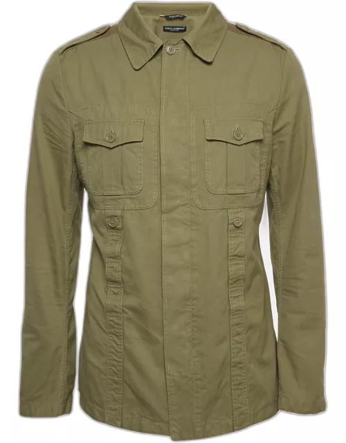 Dolce & Gabbana Green Cotton Twill Military Jacket