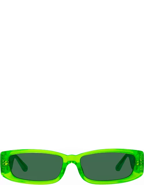 Talita Rectangular Sunglasses in Neon Lime