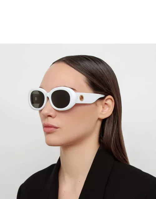 Lina Oval Sunglasses in White