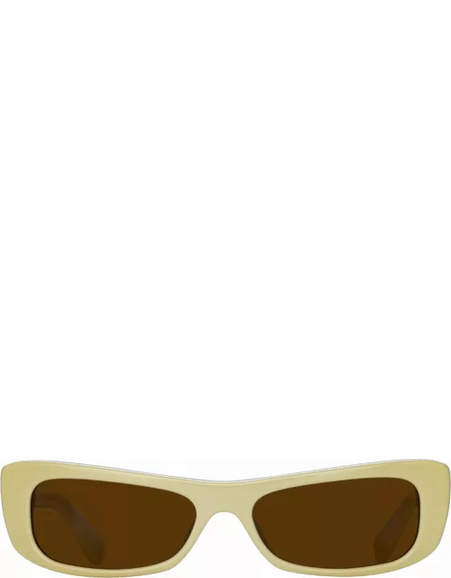 Capri Rectangular Sunglasses in Beige by Jacquemu