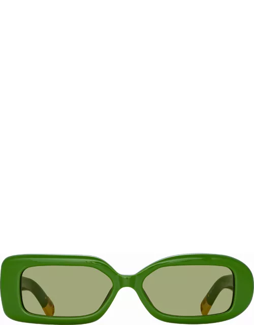 Rond Rectangular Sunglasses in Jade Green by Jacquemu