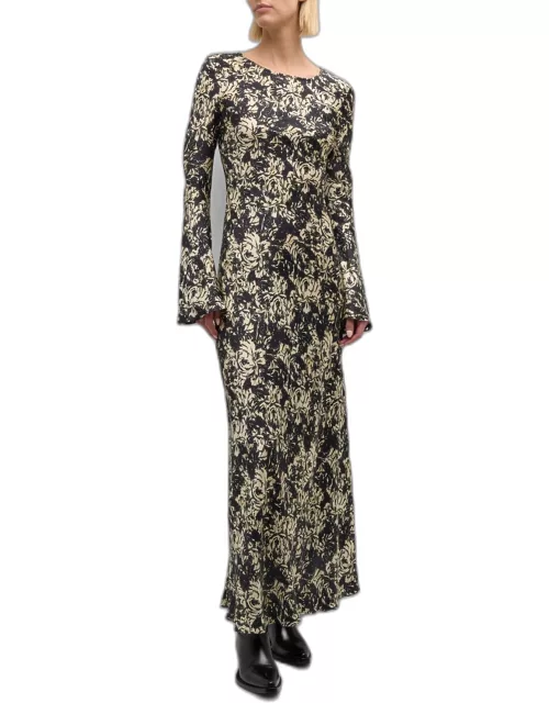 Floral Satin Maxi Dres