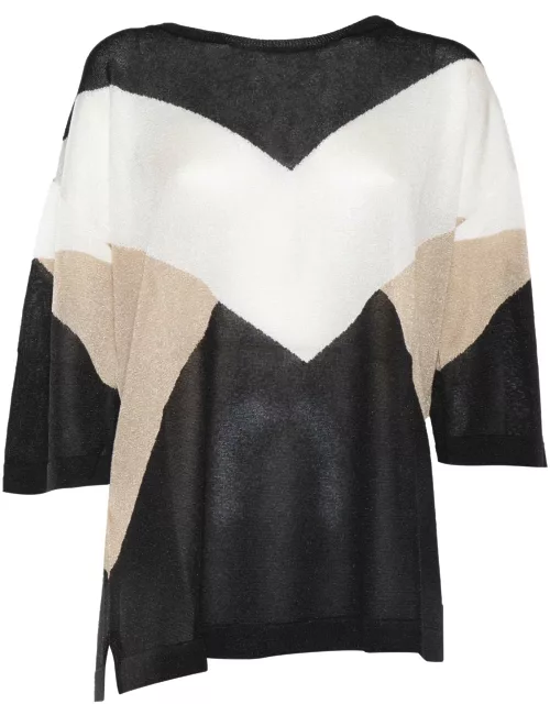 Kangra Black Sweater With Geometric Pattern