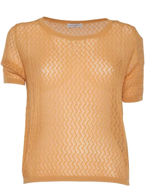 Ballantyne Orange Cotton Knit Sweater