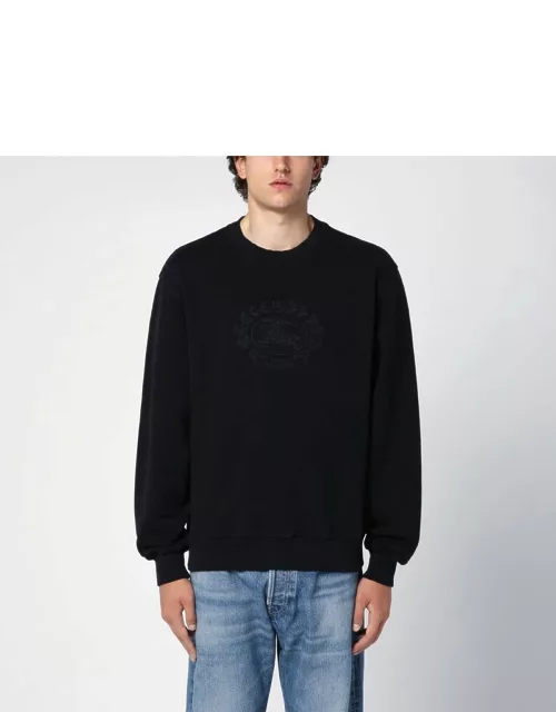 Black cotton crewneck sweatshirt with logo