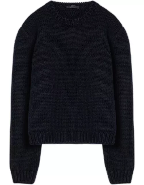 Blue wool crew-neck sweater