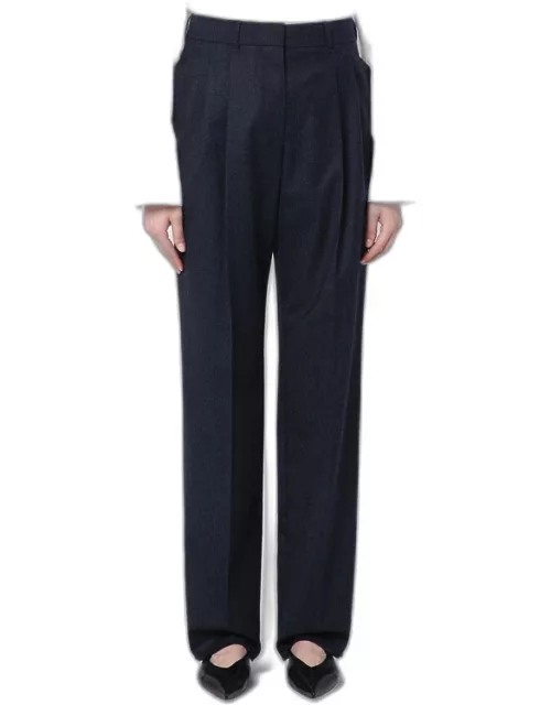 Navy wool pleated trouser