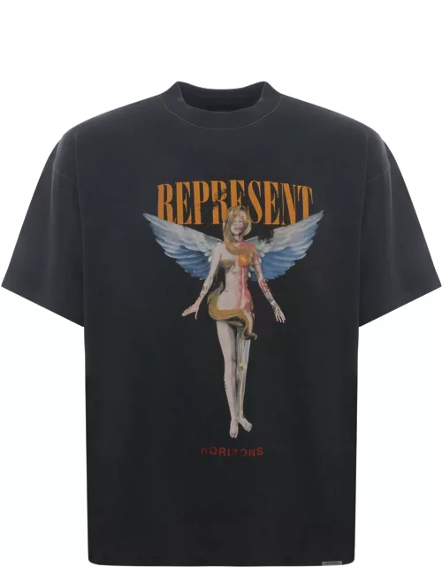 T-shirt Represent rebors In Angel Black Made Of Cotton