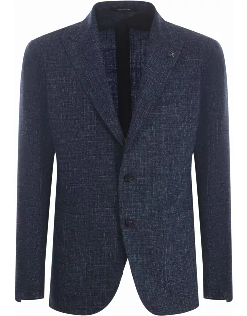 Single-breasted Jacket Tagliatore In Cotton And Linen Blend