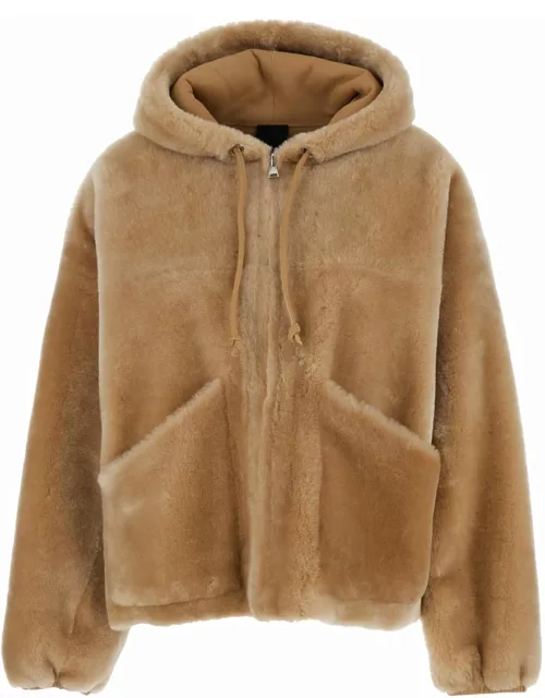 Blancha Beige Reversible Jacket With Hood And Zip In Shearling Woman