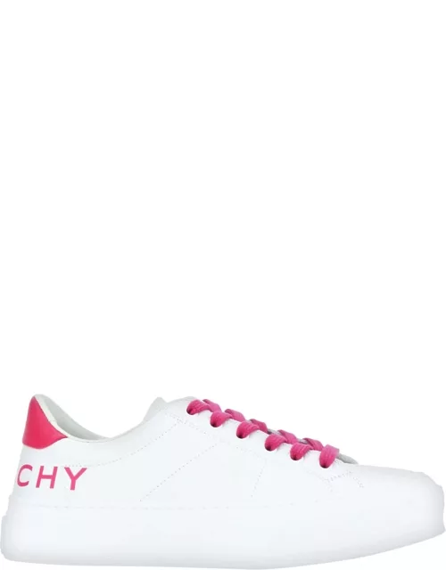 Givenchy City Sport Sneakers In White/neon Pink Leather