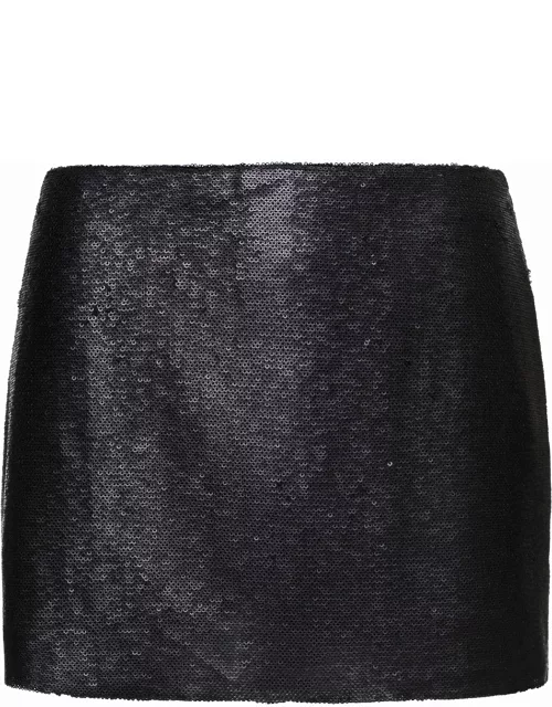 GAUGE81 kailua Mini Black Skirt With All-over Micro Paillettes In Polyester Woman