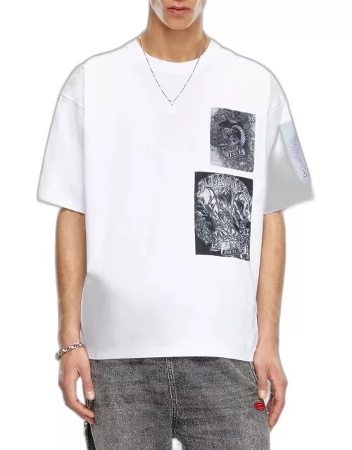 Men's T-Shirt with Printed Patche