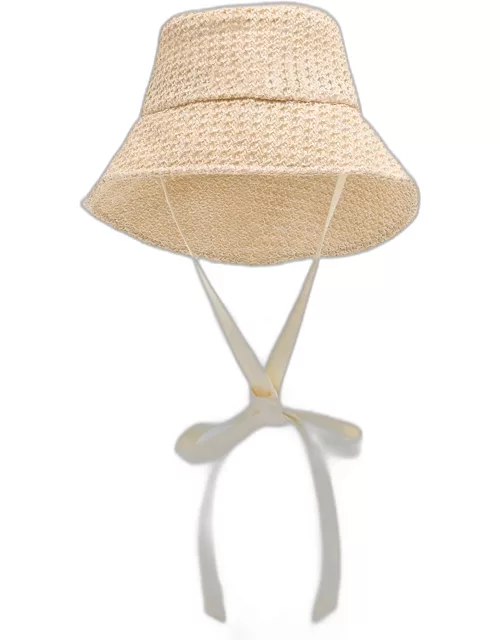 Ally Woven Bucket Hat With Organza Strap