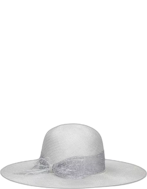 Straw Large Brim Hat With Ostrich Feather