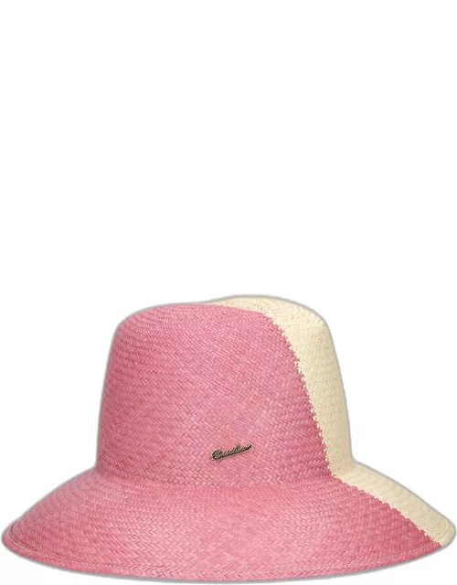 Claudette Two-Tone Straw Large Brim Hat