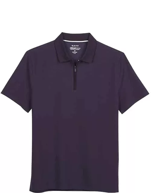 Awearness Kenneth Cole Big & Tall Men's Slim Fit Zip Placket Polo Shirt Purple