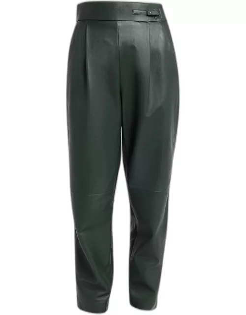 Pleated Leather Pant