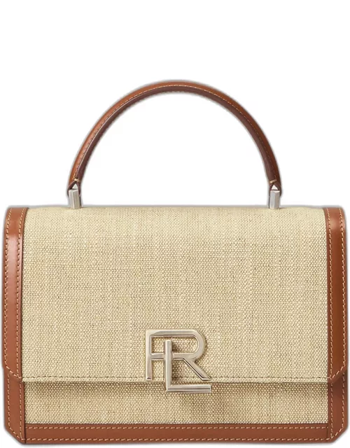 RL 888 Flap Woven Linen Top-Handle Bag