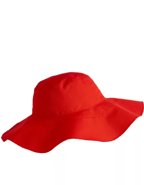 Women Large Cotton Hat Solid- Vilebrequin X Ines De La Fressange - Hat - Cabana - Red