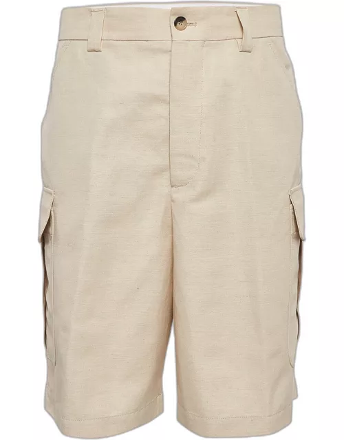 Loro Piana Cream Cotton & Linen Cargo Shorts