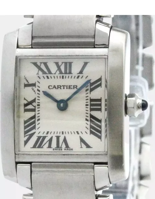 Cartier Silver Stainless Steel Tank Francaise W51008Q3 Quartz Women's Wristwatch 20 m