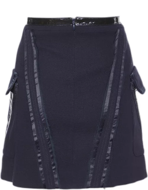 Versace Navy Blue Wool & Silk Mini Skirt