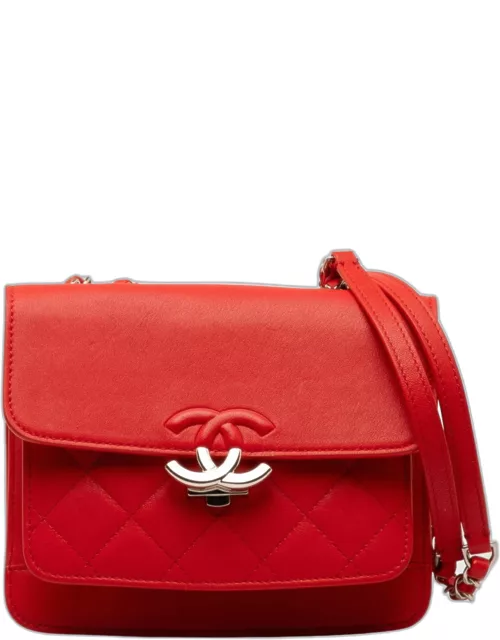 Chanel Red Leather Mini CC Box Flap Bag