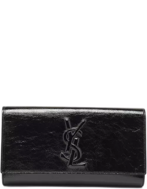 Yves Saint Laurent Dark Grey Patent Leather Belle De Jour Flap Clutch