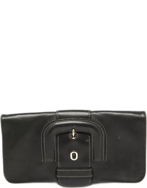 Tod's Black Leather Lucy Flap Clutch