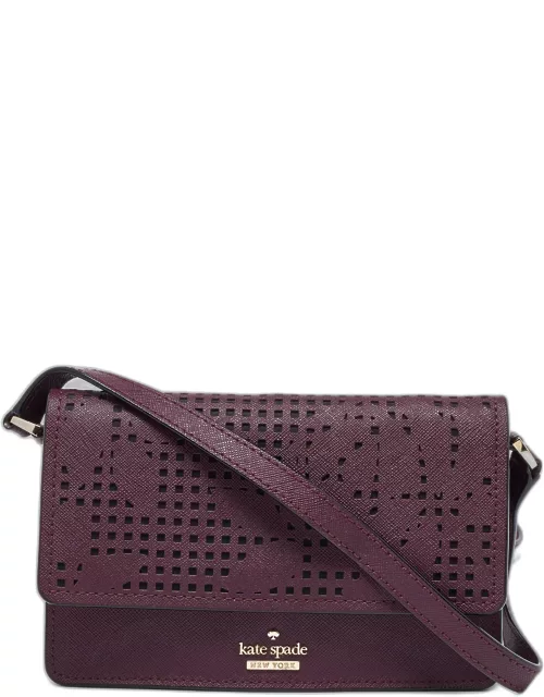 Kate Spade Burgundy Leather Flap Crossbody Bag