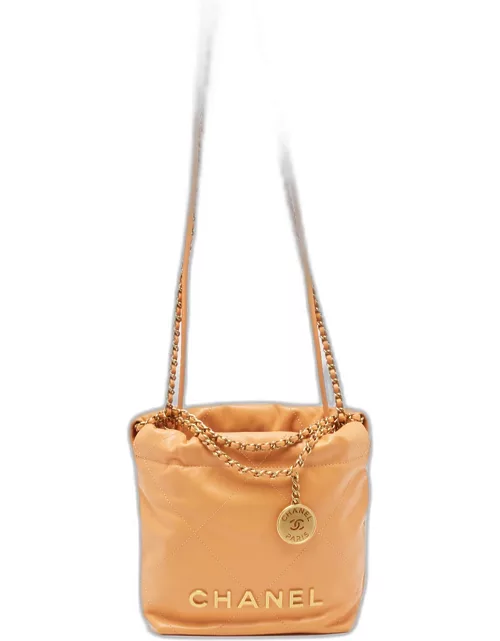 Chanel Orange Quilted Leather Mini 22 Chain Bag
