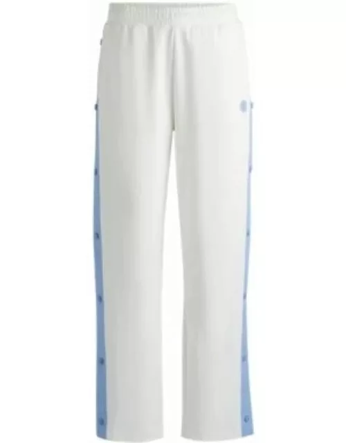 Stretch-cotton tracksuit bottoms with side tape- White Women's Online Exclusive