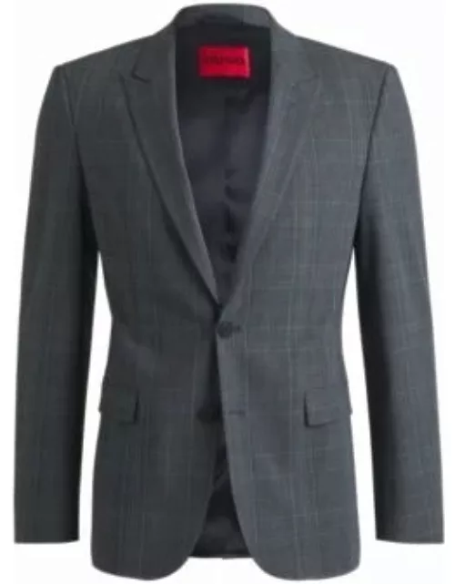 Extra-slim-fit jacket in checked performance-stretch fabric- Dark Blue Men's Sport Coat