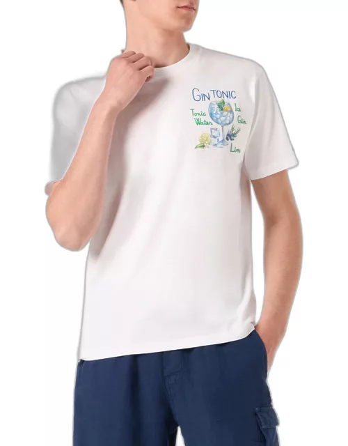 MC2 Saint Barth Man Cotton T-shirt With Gin Tonic Print