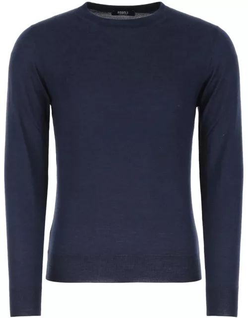 Fedeli Dark Blue Cashmere Blend Sweater