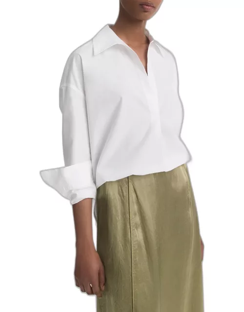 Half-Placket Long-Sleeve Cotton Shirt