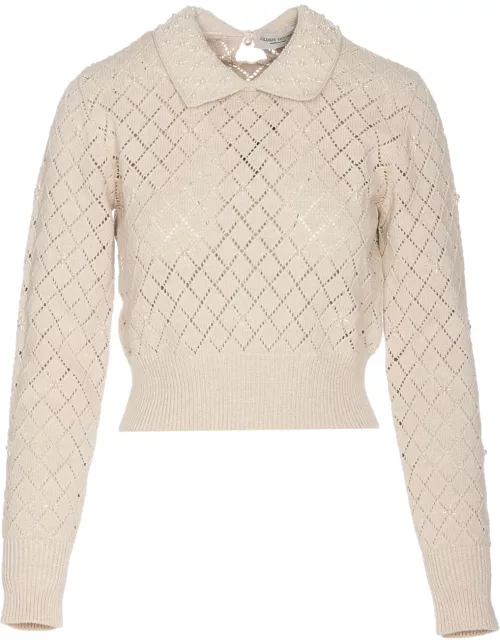 Golden Goose Cropped Sweater With Pearl Embroidery