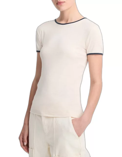 Tipped Pima Cotton Short-Sleeve Crewneck T-Shirt
