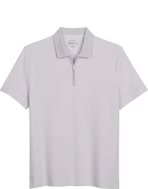 Awearness Kenneth Cole Men's Slim Fit Zip Placket Polo Shirt Lavender