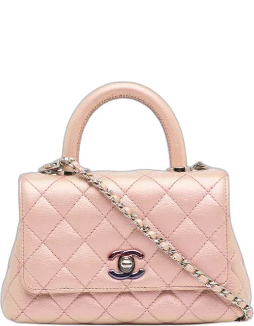 Chanel Pink Extra Mini Iridescent Caviar Coco Handle Bag