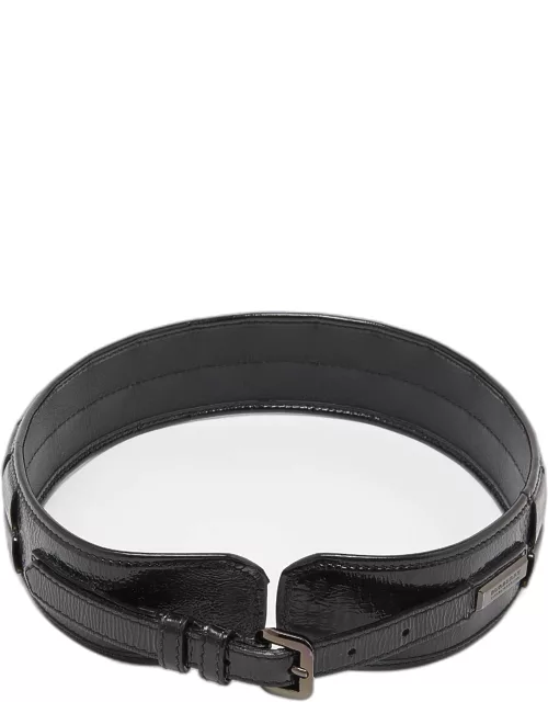 Burberry Black Patent Leather Buckle Waist Belt 70C