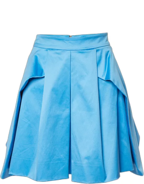 Versace Blue Cotton Pleated Mini Skirt