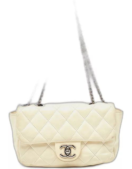Chanel White Quilted Leather Mini Coco Rain Flap Bag