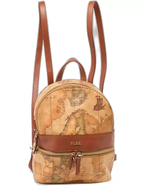 Alviero Martini 1A Classe Beige/Brown Geo Classic Print Coated Canvas and Leather Backpack
