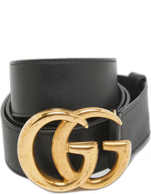 Gucci Black Leather GG Marmont Buckle Belt 105C