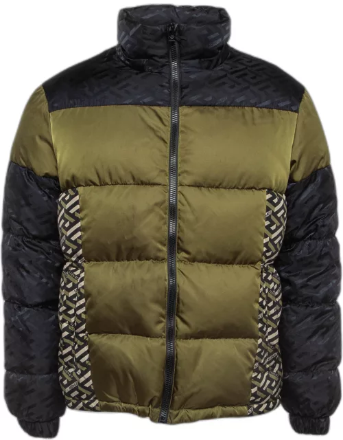 Versace Green Printed Synthetic Puffer Jacket