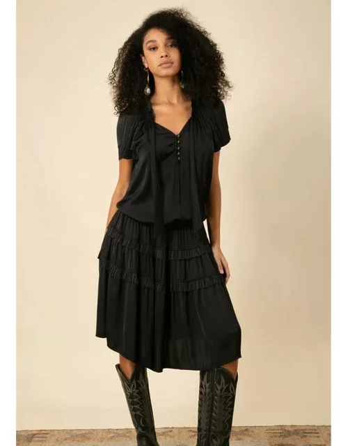 Hale Bob Alexandria Solid Midi Drop Waist Dress - Black