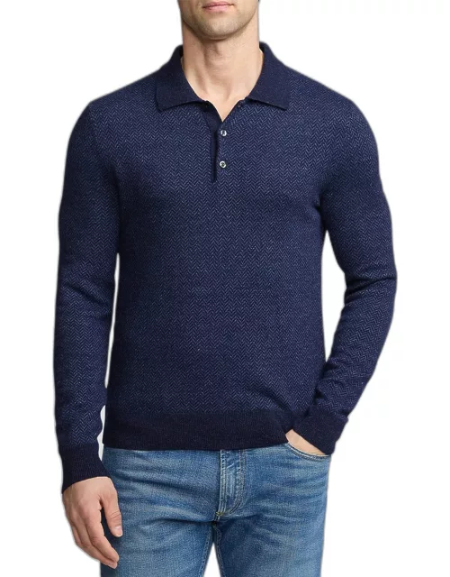 Men's Cashmere Linen Polo Sweater