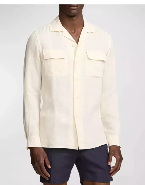 Men's Maxwell Textured Linen-Blend Camp Shirt
